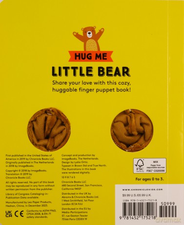 Hug Me Little Bear: Finger Puppet Book: (baby's First Book, Animal Books for Toddlers, Interactive Books for Toddlers) (Little Finger Puppet Board Books): 1 - Chronicle Books [KSIĄŻKA]