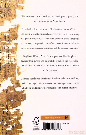 If Not, Winter: Fragments Of Sappho - Anne Carson [KSIĄŻKA]