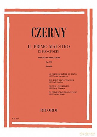 Ricordi Czerny C. - Primo Maestro Di Pianoforte - 100 Studi Giornalieri Op 599 - Piano - Czerny C. [KSIĄŻKA]