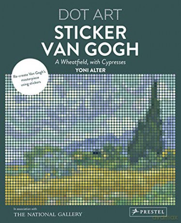 Sticker Van Gogh; A Wheatfield, With Cypresses (Dot Art) - Yoni Alter [KSIĄŻKA]