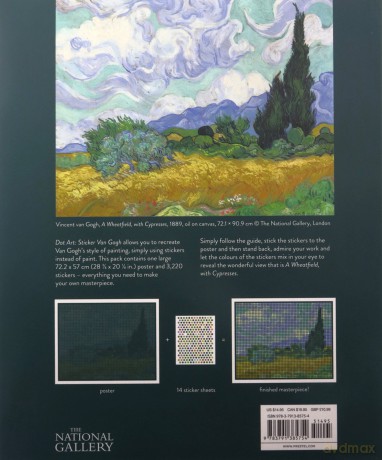 Sticker Van Gogh; A Wheatfield, With Cypresses (Dot Art) - Yoni Alter [KSIĄŻKA]