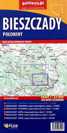 Bieszczady - Połoniny - mapa 1:25 000