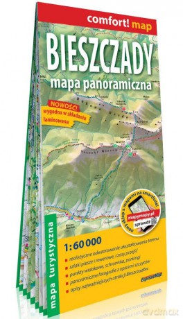 Bieszczady Mapa panoramiczna laminowana mapa turystyczna 1:60 000