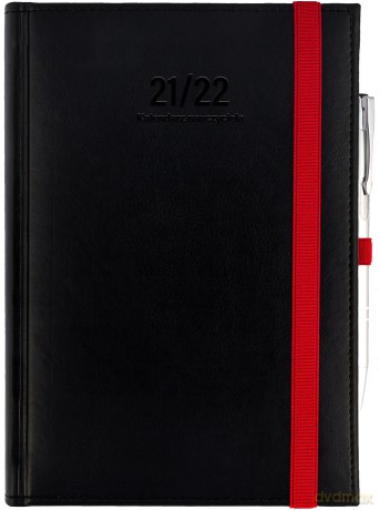 Kalendarz nauczyciela 2021/2022 A5T Nebraska z gumką czarna [KALENDARZ]