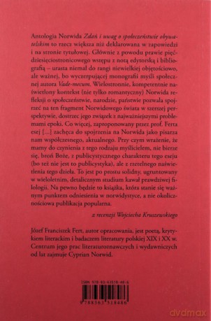 Norwid Zdania i uwagi o społeczeństwie obywatelskim - Józef Franciszek Fert [KSIAŻKA]