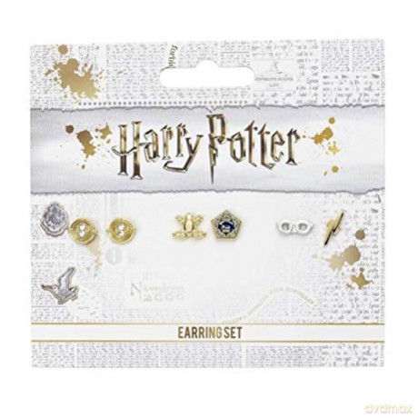 Harry Potter kolczyki zestaw - Zmieniacz czasu/ Czekoladowa żaba /Okulary/ Błyskawica