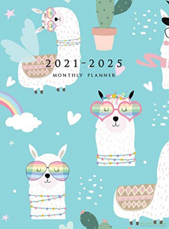 2021-2025 Monthly Planner Hardcover: Large Five Year Planner (Llama and Cactus) - Edward Planners [KSIĄŻKA]