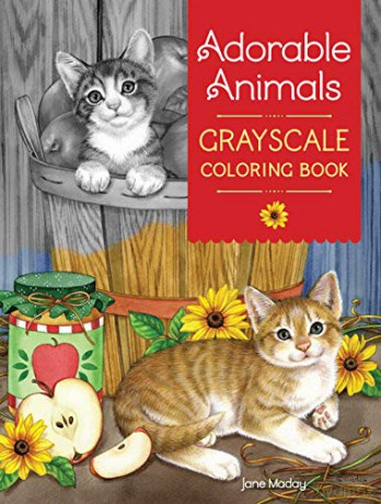 Adorable Animals GrayScale Coloring Book - Jane Maday [KSIĄŻKA]