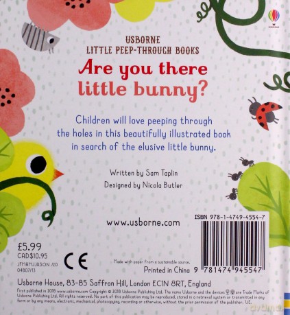 Are you there Little Bunny (Little Peep-Through Books): 1 - Sam Taplin [KSIĄŻKA]