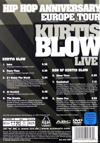 Hip Hop Anniversary Europe Tour Kurtis Blow Live [DVD]