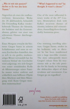 Die Verwandlung/Metamorphosis: Bilingual Parallel Text in Deutsch/English - Franz Kafka [KSIĄŻKA]