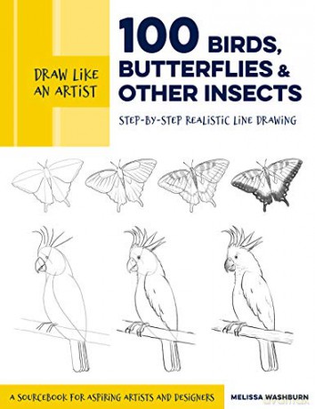 Draw Like an Artist: 100 Birds, Butterflies, and Other Insects: Step-by-Step Realistic Line Drawing - A Sourcebook for Aspiring Artists and Designers (5) - Melissa Washburn [KSIĄŻKA]