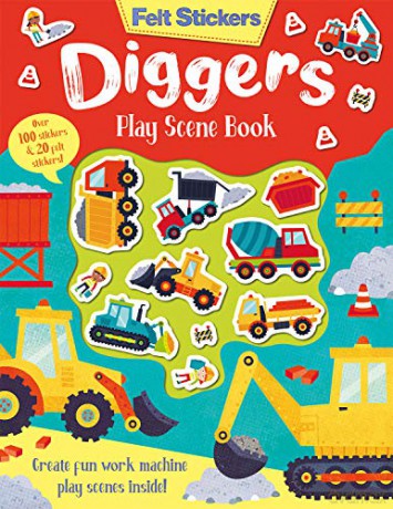 Felt Stickers Diggers Play Scene Book - Imagine That [KSIĄŻKA]
