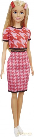 Lalka Barbie Fashionistas Blondynka, różowe spineczki