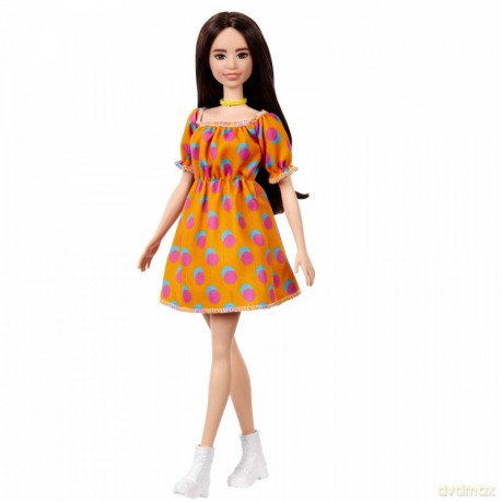 Lalka Barbie Fashionistas Pomarańczowa sukienka w grochy
