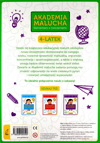 Elementarz z ćwiczeniami 4-latek. Akademia Malucha [KSIĄŻKA]