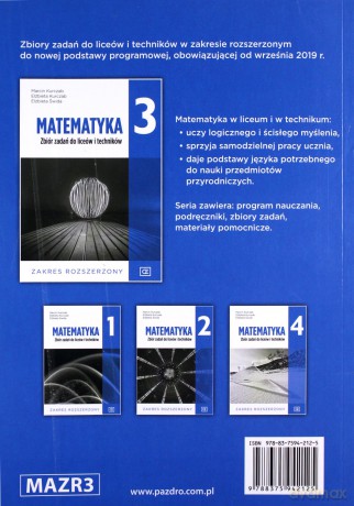 Nowe matematyka zbiór zadań dla klasy 3 liceum i technikum zakres rozszerzony MAZR3 - Marcin Kurczab, Elżbieta Kurczab, Elżbieta Świda [KSIĄŻKA]