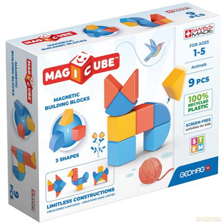 GEOMAG Magicube 3 Shapes Recycled Animals 9 el. (G201) [KLOCKI]