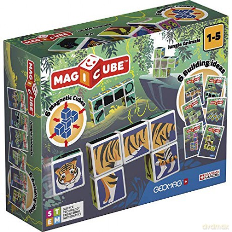 GEOMAG Magicube Printed Jungle Animals + Cards 9 el. (G145) [KLOCKI]