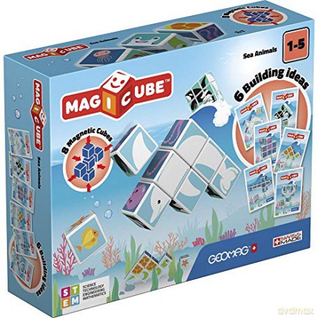 GEOMAG Magicube Printed Sea Animals + Cards 11 el. (G146) [KLOCKI]