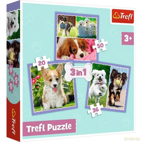 TREFL 3w1 Urocze pieski (34854) [PUZZLE]