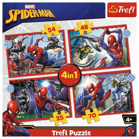 TREFL 4w1 Bohaterski Spider-Man / Disney Marvel Spiderman (34384) [PUZZLE]