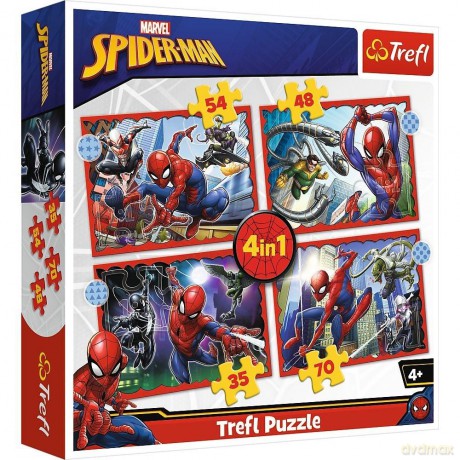 TREFL 4w1 Bohaterski Spider-Man / Disney Marvel Spiderman (34384) [PUZZLE]