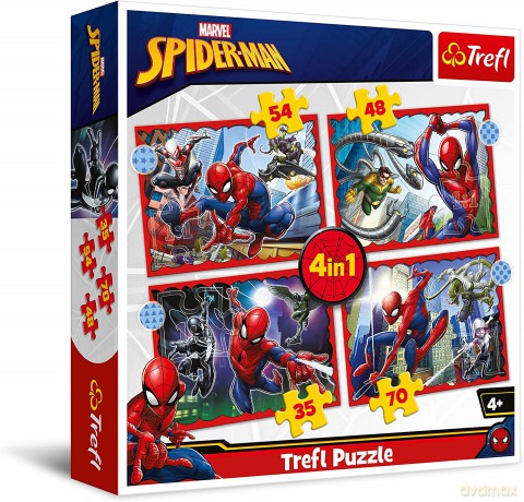 TREFL 4w1 Bohaterski Spider-Man / Disney Marvel Spiderman (34384) [PUZZLE]