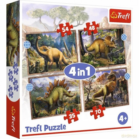 TREFL 4w1 Ciekawe Dinozaury (34383) [PUZZLE]