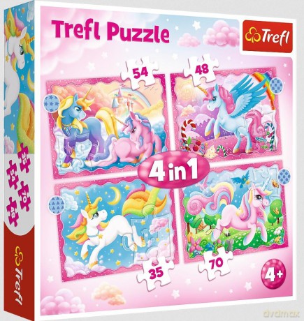 TREFL 4w1 Jednorożce i magia (34389) [PUZZLE]
