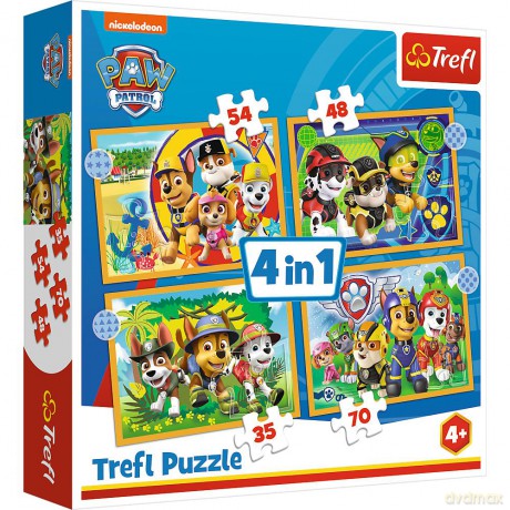 TREFL 4w1 Wakacyjny Psi Patroll / Viacom PAW Patrol (34395) [PUZZLE]