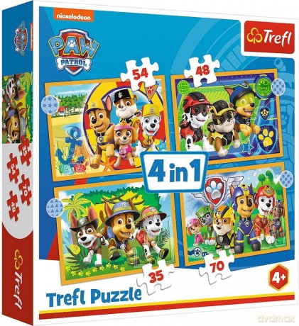 TREFL 4w1 Wakacyjny Psi Patroll / Viacom PAW Patrol (34395) [PUZZLE]