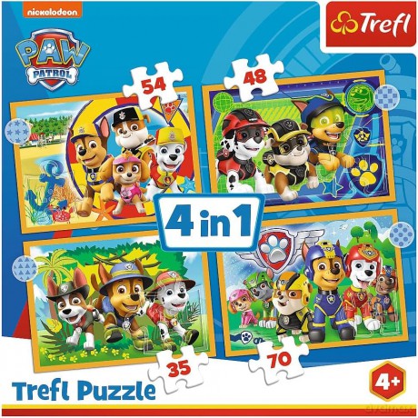 TREFL 4w1 Wakacyjny Psi Patroll / Viacom PAW Patrol (34395) [PUZZLE]