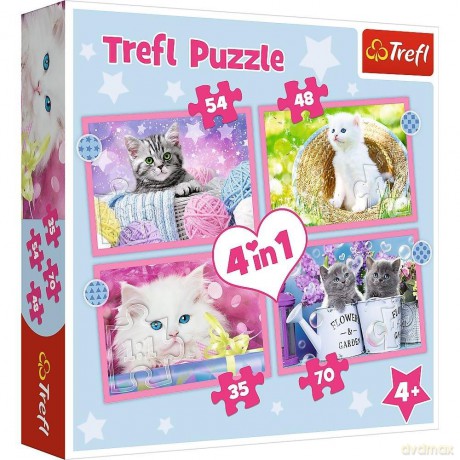 TREFL 4w1 Zabawne kotki (34396) [PUZZLE]