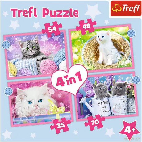 TREFL 4w1 Zabawne kotki (34396) [PUZZLE]