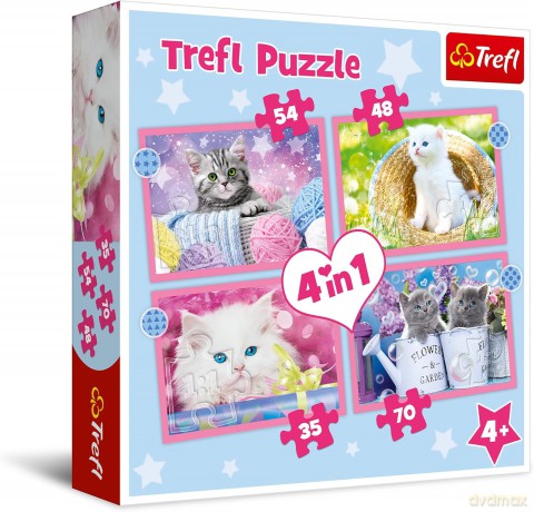 TREFL 4w1 Zabawne kotki (34396) [PUZZLE]