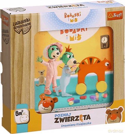 TREFL Zabawka drewniana Książeczka Bobaski i Miś Poznaj zwierzęta (61498)