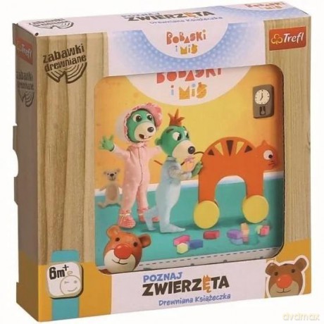 TREFL Zabawka drewniana Książeczka Bobaski i Miś Poznaj zwierzęta (61498)