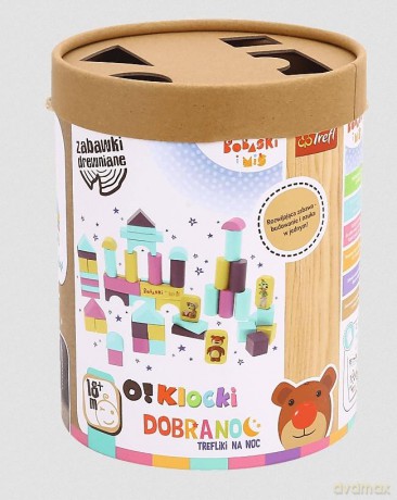 TREFL Zabawka drewniana O!Klocki Dobranoc Trefliki na noc Bobaski i Miś DT (61510) [KLOCKI]