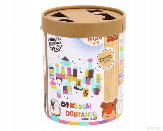 TREFL Zabawka drewniana O!Klocki Dobranoc Trefliki na noc Bobaski i Miś DT (61510) [KLOCKI]