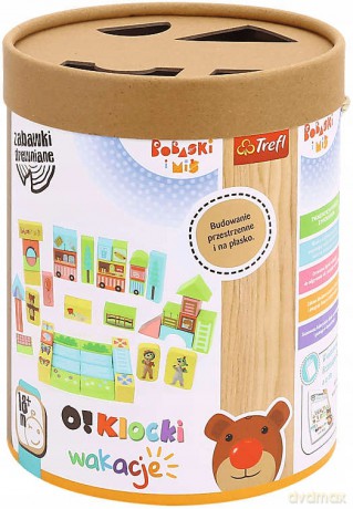 TREFL Zabawka drewniana O!Klocki Wakacje Bobaski i Miś / Studio Trefl Bobaski i Miś (61511) [KLOCKI]