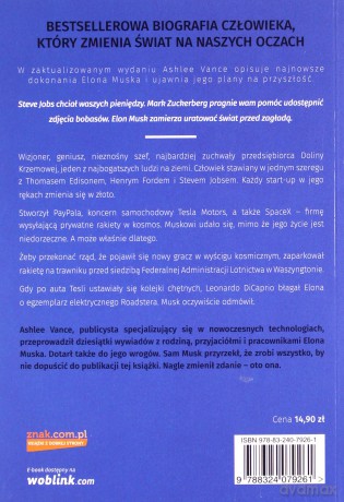 Elon Musk biografia twórcy Paypal Tesla Spacex (pocket) - Vance Ashlee [KSIĄŻKA]
