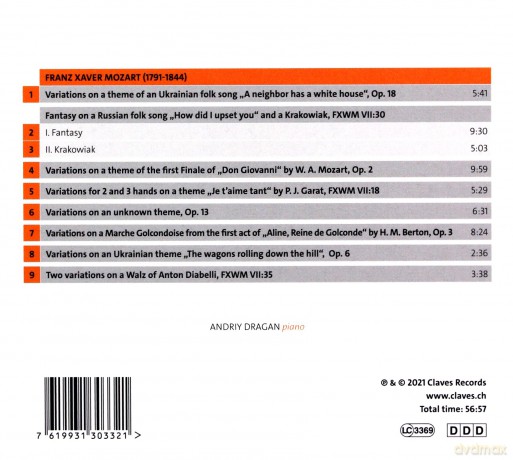 Andriy Dragan: Franz Xaver Mozart: Variations [CD]