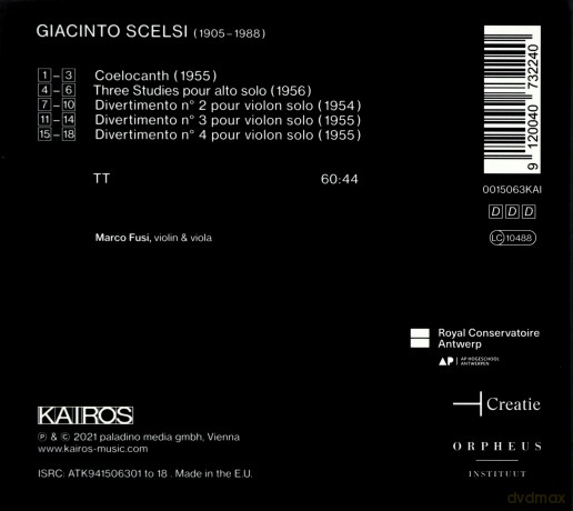Marco Fusi: Giacinto Scelsi: Works For Violin And For Viola [CD]
