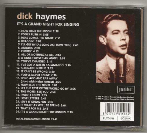 Dick Haymes: It's A Grand Night For Singing [CD]