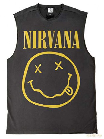 Nirvana: Nirvana - Smiley Amplified Vintage Charcoal S Sleeveless T-shirt