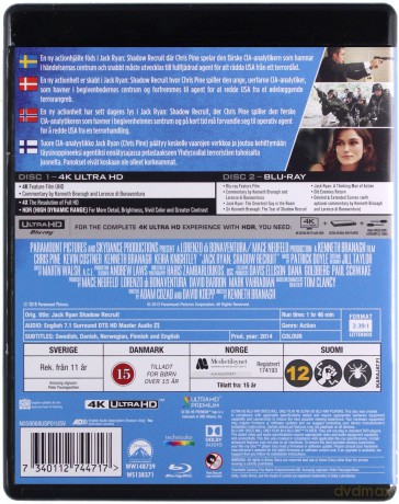Jack Ryan: Shadow Recruit (Jack Ryan: Teoria chaosu) [Blu-Ray 4K]+[Blu-Ray]