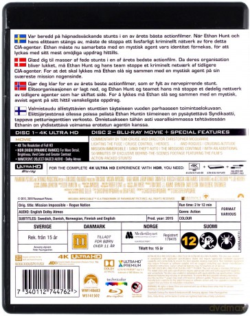 Mission: Impossible 5 - Rogue Nation [Blu-Ray 4K]+[Blu-Ray]
