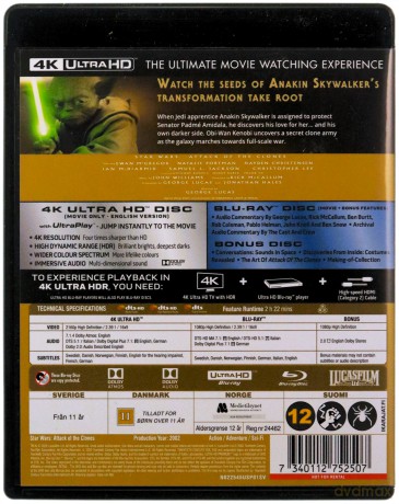 Star Wars: Episode 2 - Attack Of The Clones (Gwiezdne wojny: Część II - Atak klonów) [Blu-Ray 4K]+[2xBlu-Ray]