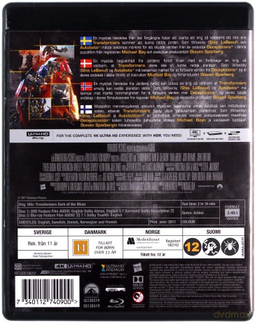 Transformers: Dark of the Moon [Blu-Ray 4K]+[Blu-Ray]